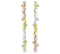 Gema drop earrings, Asymmetrical design, Mixed cuts, Long, Multicoloured, 18K gold finish