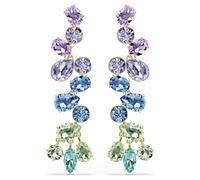 Gema drop earrings, Mixed cuts, Chandelier, Long, Multicoloured, 18K gold finish