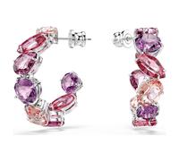 Gema hoop earrings, Pink, Rhodium plated