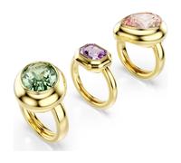 Gema motif ring, Set (3), Multicoloured, 18K gold finish