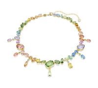 Gema necklace, Mixed cuts, Dangling crystals, Multicoloured, 18K gold finish