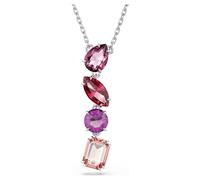 Gema pendant, Mixed cuts, Pink, Rhodium plated