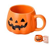 GEMAKA Halloween Pumpkin Mug, 14oz / 400ml Cute Ceramic Coffee Cup - Spooky Autumn Pumpkin Shaped Tea Mug for Halloween Gifts, Autumn Home Decor, 500g Thick Quality