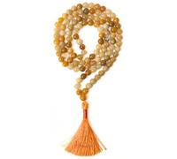 Gemaltic Healing Crystals 108+1 Beads Jap Mala - 6MM Natural Gemstone Prayer Beads for Meditation, Chanting, Yoga, Hindu & Christian Spiritual Use - 30 Inch (Yellow Aventurine)