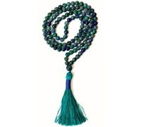 Gemaltic Healing Crystals 108+1 Beads Jap Mala - 6MM Natural Gemstone Prayer Beads for Meditation, Chanting, Yoga, Hindu & Christian Spiritual Use - 30 Inch (Azurite)