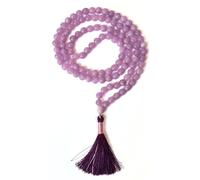 Gemaltic Healing Crystals 108+1 Beads Jap Mala - 6MM Natural Gemstone Prayer Beads for Meditation, Chanting, Yoga, Hindu & Christian Spiritual Use - 30 Inch (Kunzite)