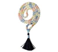 Gemaltic Healing Crystals 108+1 Beads Jap Mala - 6MM Natural Gemstone Prayer Beads for Meditation, Chanting, Yoga, Hindu & Christian Spiritual Use - 30 Inch (Morganite Beryl Aquamarine)