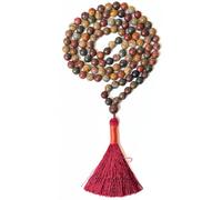 Gemaltic Healing Crystals 108+1 Beads Jap Mala - 6MM Natural Gemstone Prayer Beads for Meditation, Chanting, Yoga, Hindu & Christian Spiritual Use - 30 Inch (Multi Picasso)