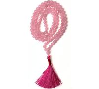 Gemaltic Healing Crystals 108+1 Beads Jap Mala - 6MM Natural Gemstone Prayer Beads for Meditation, Chanting, Yoga, Hindu & Christian Spiritual Use - 30 Inch (Rose Quartz)