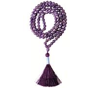 Gemaltic Healing Crystals 108+1 Beads Jap Mala - 6MM Natural Gemstone Prayer Beads for Meditation, Chanting, Yoga, Hindu & Christian Spiritual Use - 30 Inch (African Amethyst)