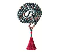 Gemaltic Healing Crystals 108+1 Beads Jap Mala - 6MM Natural Gemstone Prayer Beads for Meditation, Chanting, Yoga, Hindu & Christian Spiritual Use - 30 Inch (Bloodstone)
