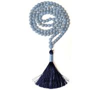 Gemaltic Healing Crystals 108+1 Beads Jap Mala - 6MM Natural Gemstone Prayer Beads for Meditation, Chanting, Yoga, Hindu & Christian Spiritual Use - 30 Inch (Blue Angelite)