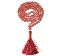Gemaltic Healing Crystals 108+1 Beads Jap Mala - 6MM Natural Gemstone Prayer Beads for Meditation, Chanting, Yoga, Hindu & Christian Spiritual Use - 30 Inch (Cherry Quartz)
