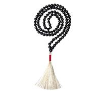 Gemaltic Healing Crystals 108+1 Beads Jap Mala - 6MM Natural Gemstone Prayer Beads for Meditation, Chanting, Yoga, Hindu & Christian Spiritual Use - 30 Inch (Black Obsidian)