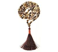 Gemaltic Healing Crystals 108+1 Beads Jap Mala - 6MM Natural Gemstone Prayer Beads for Meditation, Chanting, Yoga, Hindu & Christian Spiritual Use - 30 Inch (African Zebra Jasper)