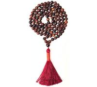 Gemaltic Healing Crystals 108+1 Beads Jap Mala - 6MM Natural Gemstone Prayer Beads for Meditation, Chanting, Yoga, Hindu & Christian Spiritual Use - 30 Inch (Red Tiger Eye)