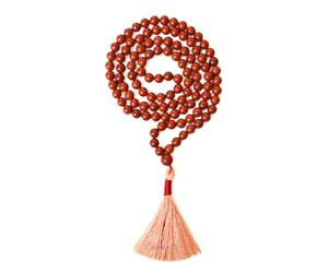 Gemaltic Healing Crystals 108+1 Beads Jap Mala - 6MM Natural Gemstone Prayer Beads for Meditation, Chanting, Yoga, Hindu & Christian Spiritual Use - 30 Inch (Red Jasper)