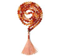 Gemaltic Healing Crystals 108+1 Beads Jap Mala - 8MM Natural Gemstone Prayer Beads for Meditation, Chanting, Yoga, Hindu & Christian Spiritual Use - 30 Inch (Red Carnelian)