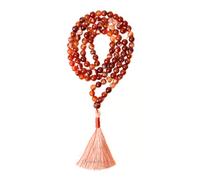 Gemaltic Healing Crystals 108+1 Beads Jap Mala - 8MM Natural Gemstone Prayer Beads for Meditation, Chanting, Yoga, Hindu & Christian Spiritual Use - 30 Inch (Red Sulemani Hakik)