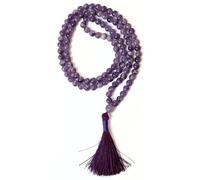 Gemaltic Healing Crystals 108+1 Beads Jap Mala - 8MM Natural Gemstone Prayer Beads for Meditation, Chanting, Yoga, Hindu & Christian Spiritual Use - 30 Inch (African Amethyst)