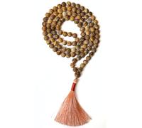 Gemaltic Healing Crystals 108+1 Beads Jap Mala - 8MM Natural Gemstone Prayer Beads for Meditation, Chanting, Yoga, Hindu & Christian Spiritual Use - 30 Inch (Picture Jasper)
