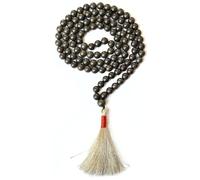Gemaltic Healing Crystals 108+1 Beads Jap Mala - 8MM Natural Gemstone Prayer Beads for Meditation, Chanting, Yoga, Hindu & Christian Spiritual Use - 30 Inch (Pyrite)
