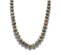Gemaltic Healing Crystals 10MM Gemstone Beads Necklace - Natural Reiki Charged Crystal Jewelry for Men & Women - Energy Balancing & Meditation Stone Necklace (Dalmatian Jasper, 24 Inch)