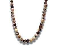 Gemaltic Healing Crystals 12MM Gemstone Beads Necklace - Natural Reiki Charged Crystal Jewelry for Men & Women - Energy Balancing & Meditation Stone Necklace (African Zebra Jasper, 24 Inch)