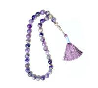 Gemaltic Healing Crystals 33 Beads 10MM Gemstone Tasbih - Natural Prayer Beads, Islamic Tasbeeh, Meditation & Healing Mala (African Amethyst)