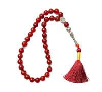 Gemaltic Healing Crystals 33 Beads 10MM Gemstone Tasbih - Natural Prayer Beads, Islamic Tasbeeh, Meditation & Healing Mala (Red Hakik)