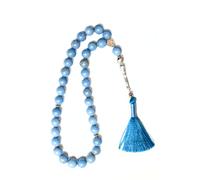 Gemaltic Healing Crystals 33 Beads 10MM Gemstone Tasbih - Natural Prayer Beads, Islamic Tasbeeh, Meditation & Healing Mala (Blue Angelite)