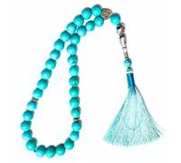 Gemaltic Healing Crystals 33 Beads 10MM Gemstone Tasbih - Natural Prayer Beads, Islamic Tasbeeh, Meditation & Healing Mala (Turquoise Blue)