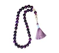 Gemaltic Healing Crystals 33 Beads 10MM Gemstone Tasbih - Natural Prayer Beads, Islamic Tasbeeh, Meditation & Healing Mala (Violet Blue Tiger Eye)