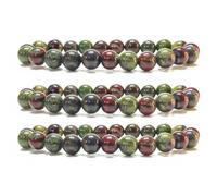 Gemaltic Healing Crystals 8mm Natural Gemstone Beads Bracelet Pack of 3 - Energy Balancing, Meditation, Reiki, Chakra Healing Bracelet for Men & Women (Dragon Bloodstone, 6.5 I)