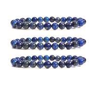 Gemaltic Healing Crystals 8mm Natural Gemstone Beads Bracelet Pack of 3 - Energy Balancing, Meditation, Reiki, Chakra Healing Bracelet for Men & Women (Lapis Lazuli, 6.5 I)