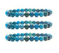 Gemaltic Healing Crystals 8mm Natural Gemstone Beads Bracelet Pack of 3 - Energy Balancing, Meditation, Reiki, Chakra Healing Bracelet for Men & Women (Blue Green Apatite, 8.5 I)