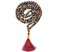 Gemaltic Healing Crystals Gemstone Jap Mala 108 Beads Necklace 8mm - Healing Crystal Meditation Prayer Mala (Multicolour Tiger Eye)