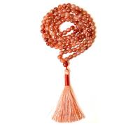 Gemaltic Healing Crystals Gemstone Jap Mala 108 Beads Necklace 8mm - Healing Crystal Meditation Prayer Mala (Sunstone)