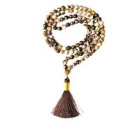 Gemaltic Healing Crystals Jap Mala 108 Beads 6mm Faceted Gemstone Mala Necklace 27 Inch for Meditation, Prayer, Yoga, Reiki Healing Crystal & Christian Rosary Use (African Zebra Jasper)