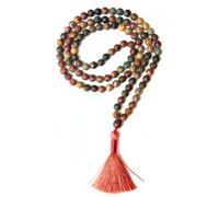 Gemaltic Healing Crystals Jap Mala 108 Beads 6mm Faceted Gemstone Mala Necklace 27 Inch for Meditation, Prayer, Yoga, Reiki Healing Crystal & Christian Rosary Use (Multi Picasso)