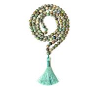 Gemaltic Healing Crystals Jap Mala 108 Beads 6mm Faceted Gemstone Mala Necklace 27 Inch for Meditation, Prayer, Yoga, Reiki Healing Crystal & Christian Rosary Use (African Turquoise)