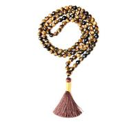 Gemaltic Healing Crystals Jap Mala 108 Beads 6mm Faceted Gemstone Mala Necklace 27 Inch for Meditation, Prayer, Yoga, Reiki Healing Crystal & Christian Rosary Use (Tiger Eye)