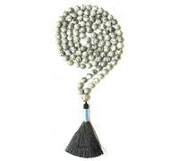 Gemaltic Healing Crystals Jap Mala 108 Beads 6mm Faceted Gemstone Mala Necklace 27 Inch for Meditation, Prayer, Yoga, Reiki Healing Crystal & Christian Rosary Use (Map Jasper)