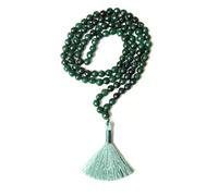 Gemaltic Healing Crystals Jap Mala 108 Beads 6mm Faceted Gemstone Mala Necklace 27 Inch for Meditation, Prayer, Yoga, Reiki Healing Crystal & Christian Rosary Use (Green Jade)