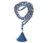 Gemaltic Healing Crystals Jap Mala 108 Beads 6mm Faceted Gemstone Mala Necklace 27 Inch for Meditation, Prayer, Yoga, Reiki Healing Crystal & Christian Rosary Use (Lapis Lazuli)