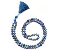 Gemaltic Healing Crystals Jap Mala 108 Beads 8mm Faceted Gemstone Mala Necklace 31 Inch for Meditation, Prayer, Yoga, Reiki Healing Crystal & Christian Rosary Use (Lapis Lazuli)