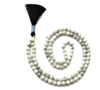 Gemaltic Healing Crystals Jap Mala 108 Beads 8mm Faceted Gemstone Mala Necklace 31 Inch for Meditation, Prayer, Yoga, Reiki Healing Crystal & Christian Rosary Use (Howlite)