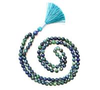 Gemaltic Healing Crystals Jap Mala 108 Beads 8mm Faceted Gemstone Mala Necklace 31 Inch for Meditation, Prayer, Yoga, Reiki Healing Crystal & Christian Rosary Use (Azurite)