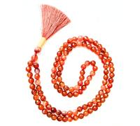 Gemaltic Healing Crystals Jap Mala 108 Beads 8mm Faceted Gemstone Mala Necklace 31 Inch for Meditation, Prayer, Yoga, Reiki Healing Crystal & Christian Rosary Use (Red Carnelian)