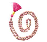 Gemaltic Healing Crystals Jap Mala 108 Beads 8mm Faceted Gemstone Mala Necklace 31 Inch for Meditation, Prayer, Yoga, Reiki Healing Crystal & Christian Rosary Use (Rhodochrosite)